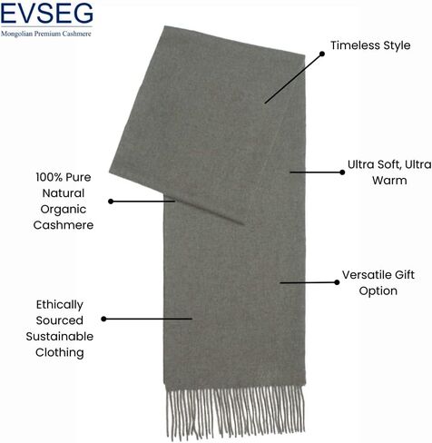 EVSEG 100% Mongolian Cashmere Winter Scarf | Imported Cashmere | Men and Women | 25x170cm in Saudi Arabia