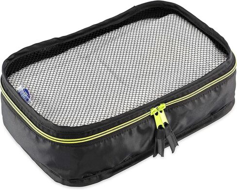 By Aline Set of 5 Packing Cubes for Travel Luggage, Different Sizes with Net for Greater Visibility and Ventilation of the Garment (Black With Fuchsia) in Saudi Arabia