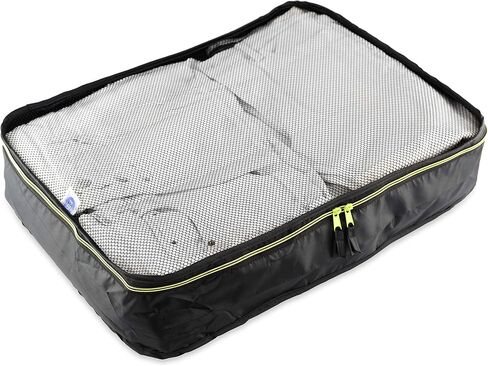 By Aline Set of 5 Packing Cubes for Travel Luggage, Different Sizes with Net for Greater Visibility and Ventilation of the Garment (Black With Fuchsia) in Saudi Arabia