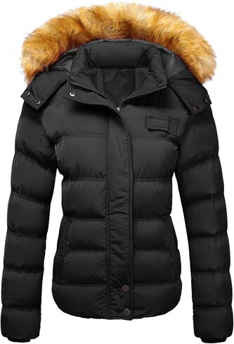 Szory Women's Down Thicken Winter Coat Quilted Warm Puffer Jacket with Removable Fur Hood in Kuwait