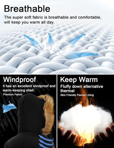 Szory Women's Down Thicken Winter Coat Quilted Warm Puffer Jacket with Removable Fur Hood in Kuwait