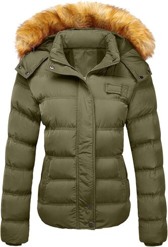 Szory Women's Down Thicken Winter Coat Quilted Warm Puffer Jacket with Removable Fur Hood in Kuwait