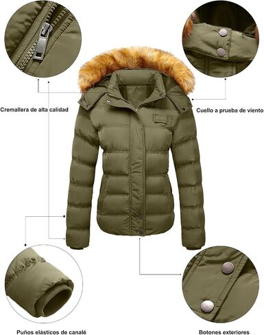 Szory Women's Down Thicken Winter Coat Quilted Warm Puffer Jacket with Removable Fur Hood in Kuwait