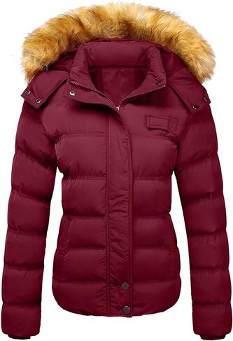 Szory Women's Down Thicken Winter Coat Quilted Warm Puffer Jacket with Removable Fur Hood in Kuwait