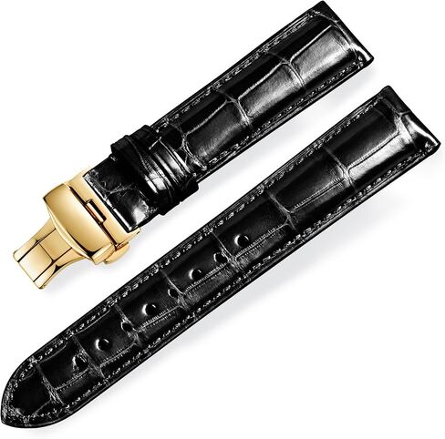 Real Alligator Leather Replacement Watch Strap Deployment Buckle for Men's Watch Band and Women's Watch Band 18mm 19mm 20mm 21mm 22mm 23mm 24mm in Saudi Arabia