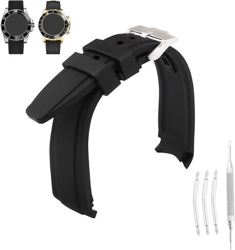 Rubber 20MM Watch Bands Compatible Fit for Rolex GMT Submariner Ghost Daytona Yachtmaster Deployment Buckle Silicone Replacement Strap Wirstband for Men and Women Waterproof Bracelet Watch accessories in Saudi Arabia