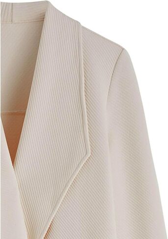 CHICWISH Women's Black/Brown/Oatmeal/Ivory Lapel Open Front Quilted Wide lapel Cotton-Blend Coat in Saudi Arabia