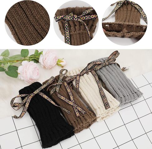 PHOGARY 4 Pairs Winter Warm Boot Cuffs for Women, Crochet Knitted Boot Socks for Gilrs Short Leg Warmers Boot Topper Socks Leg Cuffs Boot Warmers Winter Gift for Ladies in Saudi Arabia