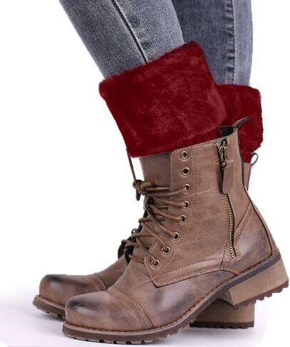 Benefeet Sox Womens Faux Fur Boot Cuffs Girls Cable Knit Ankle Warmers Socks Winter Warm Short Boot Toppers Socks Leg Warmers in Saudi Arabia