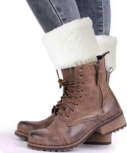 Benefeet Sox Womens Faux Fur Boot Cuffs Girls Cable Knit Ankle Warmers Socks Winter Warm Short Boot Toppers Socks Leg Warmers in Saudi Arabia