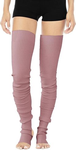 v28 Women Girls Extra Long Thigh High Neon Ribbed Knit Warm Leg Warmers for Yoga in Kuwait