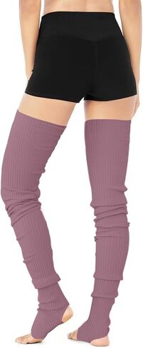 v28 Women Girls Extra Long Thigh High Neon Ribbed Knit Warm Leg Warmers for Yoga in Kuwait