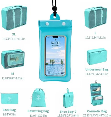 VICSDEP 9 Set Packing Cubes, Luggage Packing Organizers Travel Accessories with Cell Phone Pouch Waterproof for Suitcases, Pink in Saudi Arabia