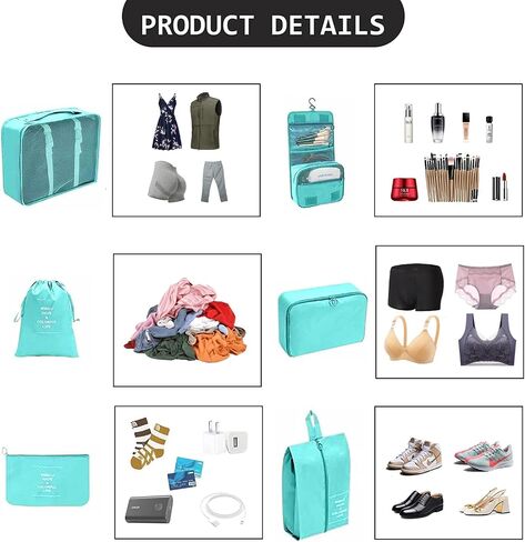 VICSDEP 9 Set Packing Cubes, Luggage Packing Organizers Travel Accessories with Cell Phone Pouch Waterproof for Suitcases, Pink in Saudi Arabia