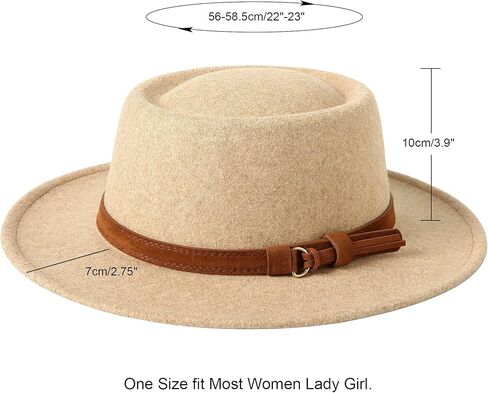 قبعة لانزوم النسائية الرجعية من اللباد بنما مع إبزيم حزام من الصوف قبعة فيدورا بحافة واسعة in Kuwait