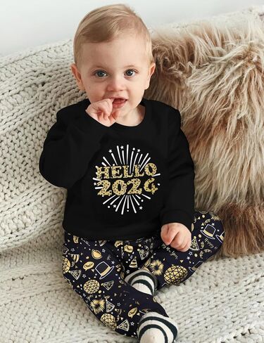 TyeSmo Toddler New Years Eve Outfit Hello 2024 Pullover Pant Sets 12M-5T Toddler Boy New Years Eve Outfit New Years Outfit in Saudi Arabia