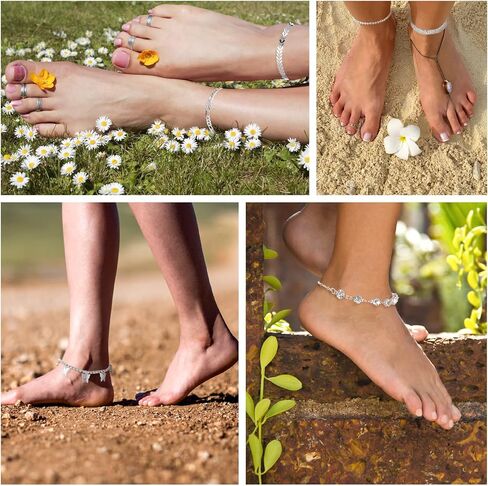 Jadive 10 Pcs Ankle Bracelets for Women Adjustable Beaded Boho Beach Anklet Chain Bracelet Jewelry Anklet Set for Teens Girls, 10 Styles in Saudi Arabia