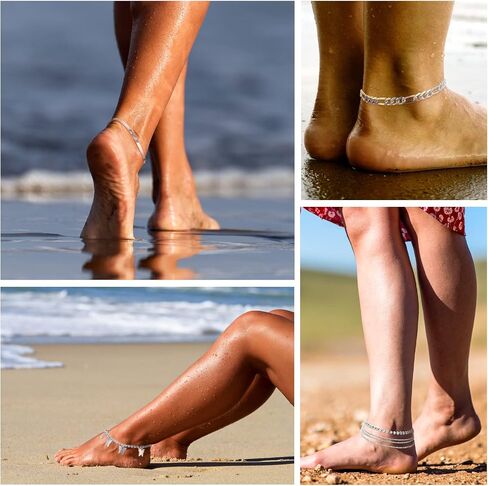 Jadive 10 Pcs Ankle Bracelets for Women Adjustable Beaded Boho Beach Anklet Chain Bracelet Jewelry Anklet Set for Teens Girls, 10 Styles in Saudi Arabia