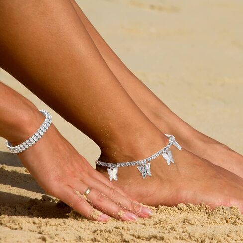 Jadive 10 Pcs Ankle Bracelets for Women Adjustable Beaded Boho Beach Anklet Chain Bracelet Jewelry Anklet Set for Teens Girls, 10 Styles in Saudi Arabia