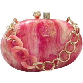 GSYPS Acrylic Evening Clutch Bag for Women Shell Shape Shoulder Crossbody Bag Glitter Marble Purse Handbag