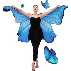 رداء جناح فراشة للنساء من جاست فور بارتي، فستان كيب فراشة ازرق للبالغين للهالوين، ازرق، مقاس واحد in Kuwait