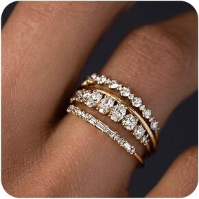 TOBENY Stackable Gold Rings for Women Non Tarnish Dainty 14K Gold Plated Stacking Cubic Zirconia Thumb Ring Set Trendy Statement Promise Wedding Bands Engagement Rings for Women Size 6 7 8 9 10 in Kuwait