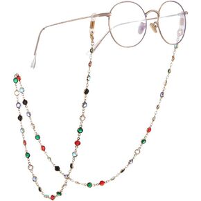 LIKGREAT Colorful Beaded Sunglasses Chain for Women Crystal Beads Eyeglass Chain Cord Eyewear Retainer