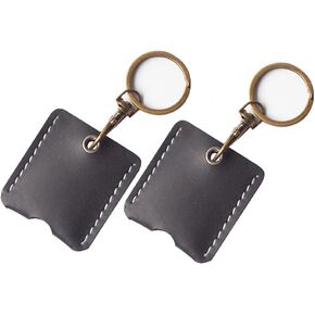 JuneTree Genuine Leather Keychain pouch, Universal Key Fob Keychain Leather Key Chain Holder for keys and ID Key Cards