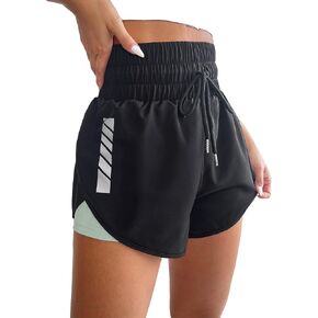 GORGLITTER Women's Drawstring Waist 2 in 1 Sports Shorts High Waist Athletic Shorts in Saudi Arabia