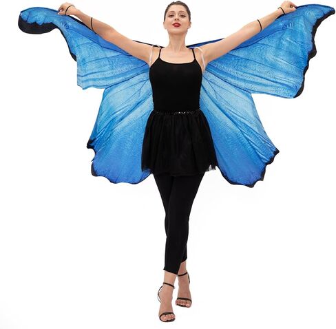 رداء جناح فراشة للنساء من جاست فور بارتي، فستان كيب فراشة ازرق للبالغين للهالوين، ازرق، مقاس واحد in Kuwait