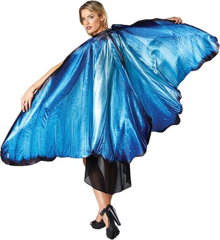 رداء جناح فراشة للنساء من جاست فور بارتي، فستان كيب فراشة ازرق للبالغين للهالوين، ازرق، مقاس واحد in Kuwait