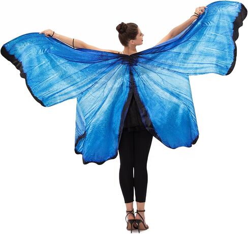 رداء جناح فراشة للنساء من جاست فور بارتي، فستان كيب فراشة ازرق للبالغين للهالوين، ازرق، مقاس واحد in Kuwait