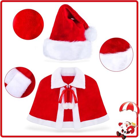 رداء حريمي من Kyson مطبوع عليه عبارة Christmas Mrs Santa Claus، رداء مخملي بغطاء للرأس لحفلات الكريسماس in Kuwait