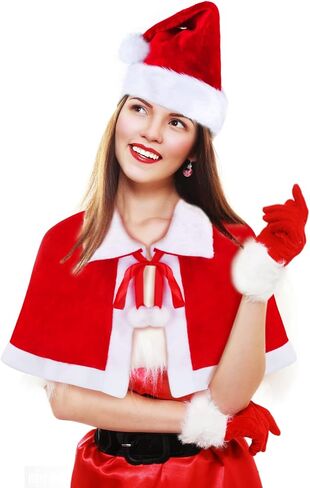 رداء حريمي من Kyson مطبوع عليه عبارة Christmas Mrs Santa Claus، رداء مخملي بغطاء للرأس لحفلات الكريسماس in Kuwait