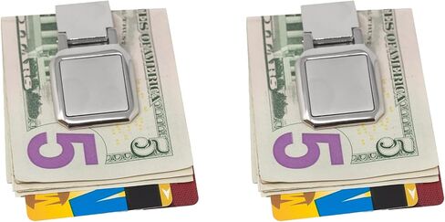 Stephanie Imports Set of 2 Chrome-Plated Hinged Stainless Steel Money Clips (Engravable) in Saudi Arabia