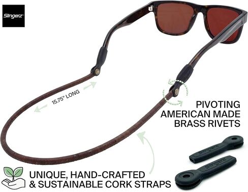 حبل النظارات الشمسية من جلد الفلين الفاخر من SLINGERZ | أحزمة النظارات وسلاسل النظارات المريحة والأنيقة | يناسب جميع النظارات in Kuwait