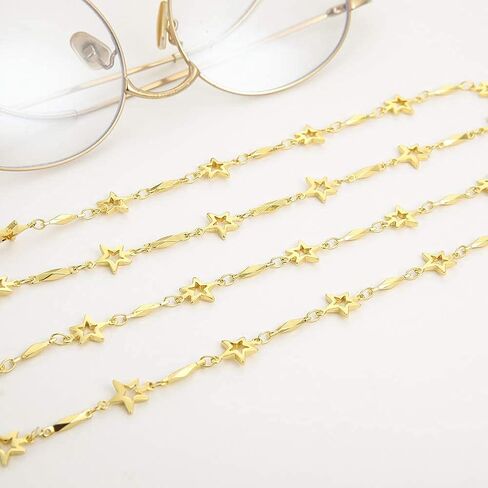 TEAMER Fashion Five Pointed Star Eyeglass Chain Sunglass Strap Gold Eyeglass Strap Holder Reading Glasses Strap for Women in Kuwait