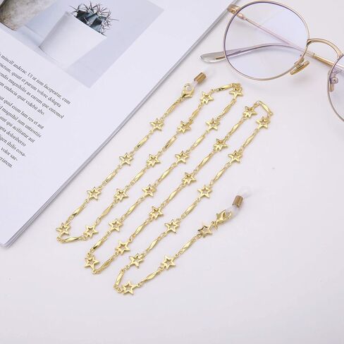 TEAMER Fashion Five Pointed Star Eyeglass Chain Sunglass Strap Gold Eyeglass Strap Holder Reading Glasses Strap for Women in Kuwait