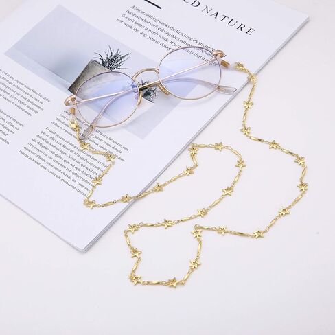 TEAMER Fashion Five Pointed Star Eyeglass Chain Sunglass Strap Gold Eyeglass Strap Holder Reading Glasses Strap for Women in Kuwait