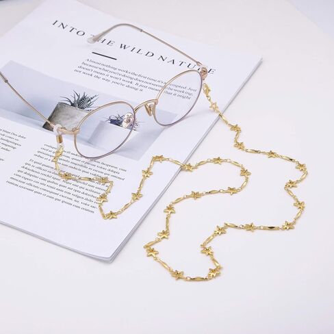 TEAMER Fashion Five Pointed Star Eyeglass Chain Sunglass Strap Gold Eyeglass Strap Holder Reading Glasses Strap for Women in Kuwait