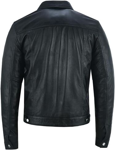 ARIAN Men's Sheepskin Leather Trucker Jacket Shirt Premium Quality in Saudi Arabia
