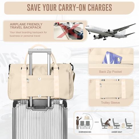 حقيبة رياضية للنساء، حقيبة سفر ليلية لعطلات نهاية الأسبوع مع حجرة الأحذية وحقيبة حمل رياضية للطائرات وحقيبة سفر لأغراض شخصية للسفر وصالة الألعاب الرياضية واليوجا والسباحة باللون الرمادي والأزرق in Kuwait