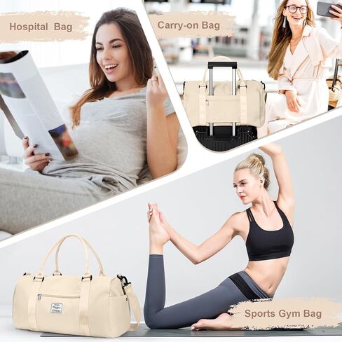 حقيبة رياضية للنساء، حقيبة سفر ليلية لعطلات نهاية الأسبوع مع حجرة الأحذية وحقيبة حمل رياضية للطائرات وحقيبة سفر لأغراض شخصية للسفر وصالة الألعاب الرياضية واليوجا والسباحة باللون الرمادي والأزرق in Kuwait
