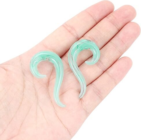 YOFANST 2pcs Multicolor 8G-00G Glass Teardrop Spiral Ear Gauges Twist Hanger Stretchers Piercing Jewelry in Kuwait