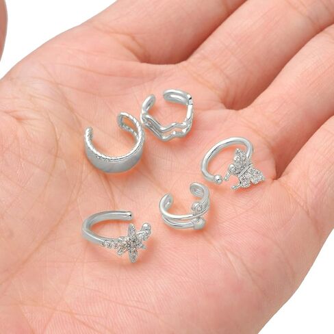 Tornito 17Pcs Ear Cuffs Chain Earrings Snake Butterfly Leaf Non Piercing Clip on Earring Fake Helix Cartilage Earrings Ear Clip Jewelry Silver Gold Tone in Saudi Arabia