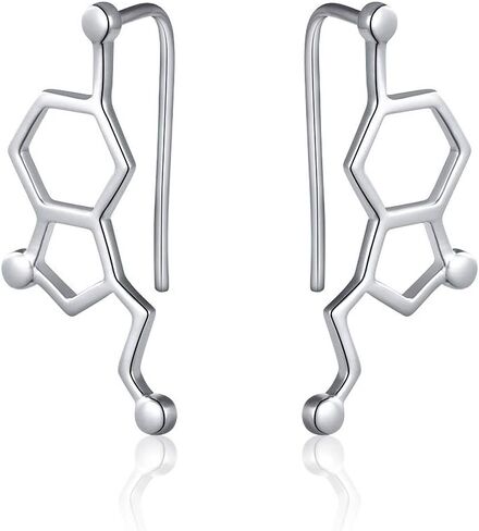 JZMSJF 925 Sterling Silver Serotonin Earring Studs Cuffs Climber Chemistry Jewelry Gift for Women Science Lovers in Saudi Arabia