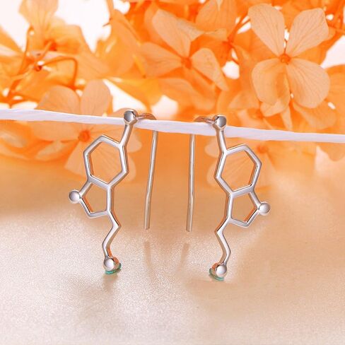 JZMSJF 925 Sterling Silver Serotonin Earring Studs Cuffs Climber Chemistry Jewelry Gift for Women Science Lovers in Saudi Arabia