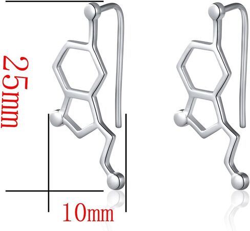 JZMSJF 925 Sterling Silver Serotonin Earring Studs Cuffs Climber Chemistry Jewelry Gift for Women Science Lovers in Saudi Arabia