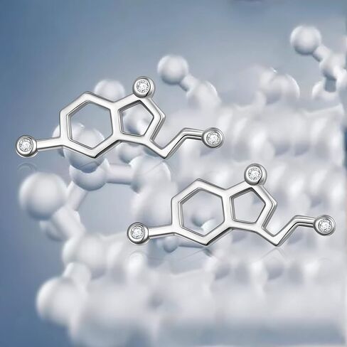 JZMSJF 925 Sterling Silver Serotonin Earring Studs Cuffs Climber Chemistry Jewelry Gift for Women Science Lovers in Saudi Arabia