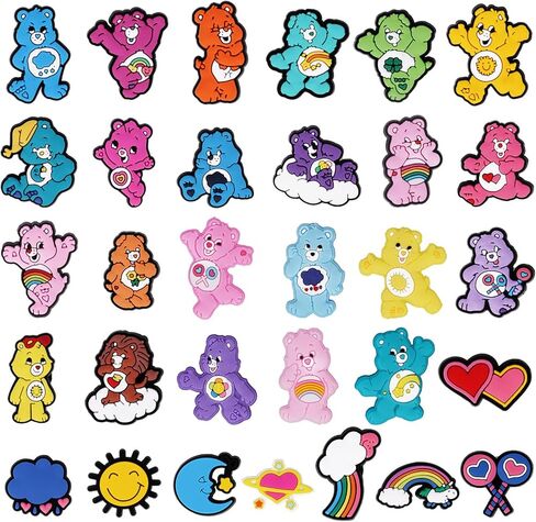 32PCS Lovely Bear Shoe Charms PVC Charms for Croc Sandals Wristband Bracelet Decoration Charms Pins Party Favors for Kids Boys Girls Men Women Birthday Gifts in Saudi Arabia